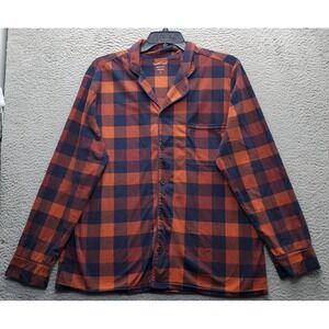 Cuddl Duds Pajama Shirt Mens L Multi Plaid Long Sleeve Sleepwear Button Front